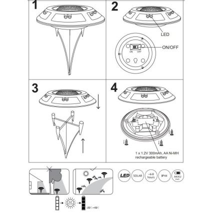Globo - KOMPLEKTAS 2x LED apšvietimas, įkraunamas saulės energija LED/0,72W/3V 3200K IP44 300 mAh