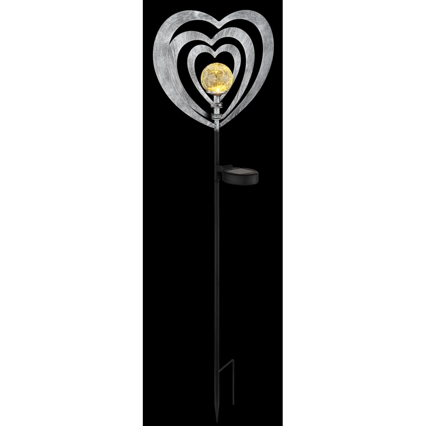 Globo - LED saulės šviestuvas LED/3V IP44 300 mAh sidabrinė širdis