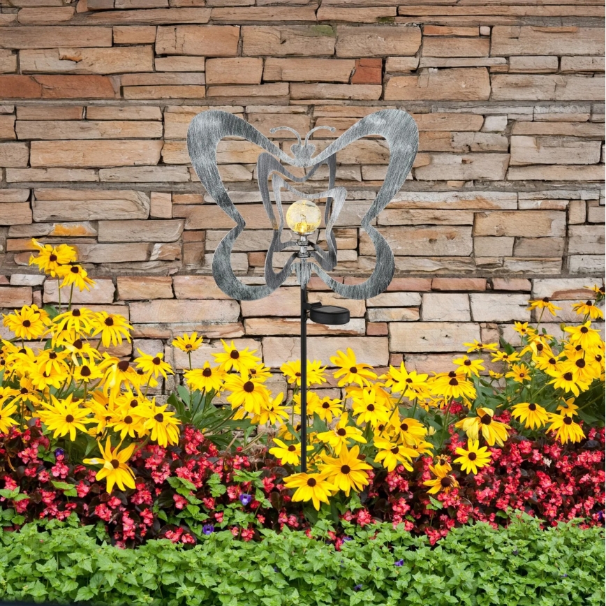 Globo - LED saulės šviestuvas LED/3V IP44 300 mAh sidabrinis drugelis