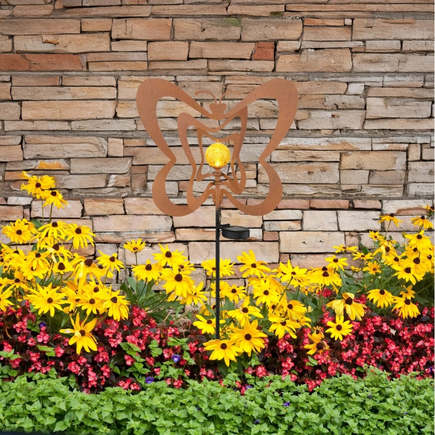 Globo - saulės LED šviestuvas LED/3V IP44 300 mAh rūdžių spalvos drugelis