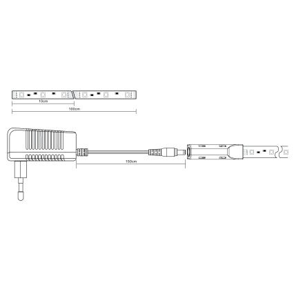 Globo - LED RGB Reguliuojama juostelė LED/6W/230V 1m + nuotolinio valdymo pultas