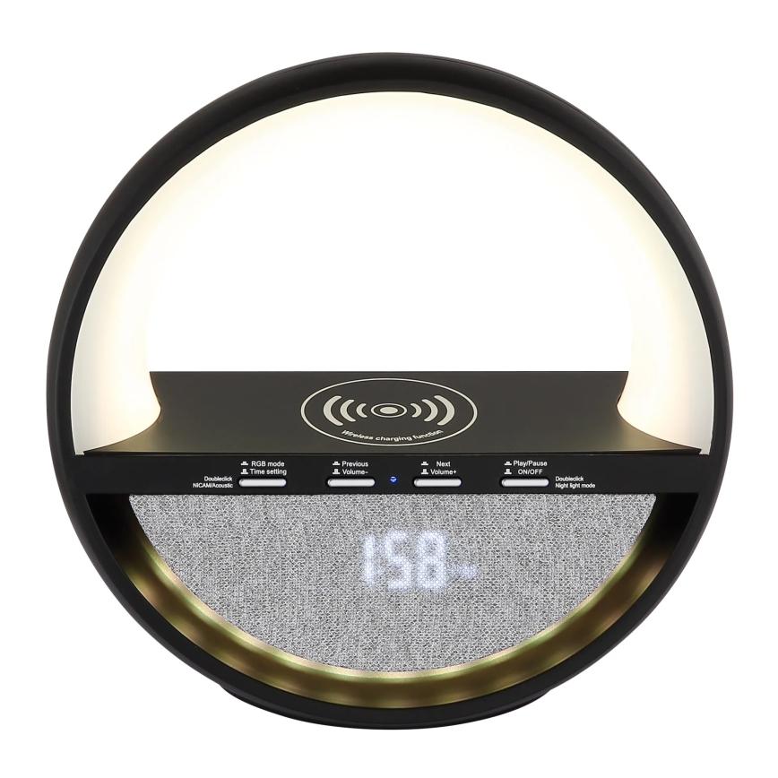 Globo - LED RGBW jutiklinė įkraunama stalinė lempa su garsiakalbiu ir belaidžiu QI įkrovimu LED/3,5W/5V 1800 mAh