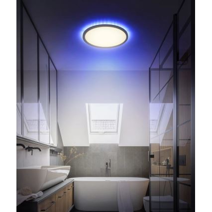 Globo - LED RGB Pritemdomas sieninis vonios šviestuvas LED/18W/230V 3000-6000K + nuotolinio valdymo pultas IP44 juoda