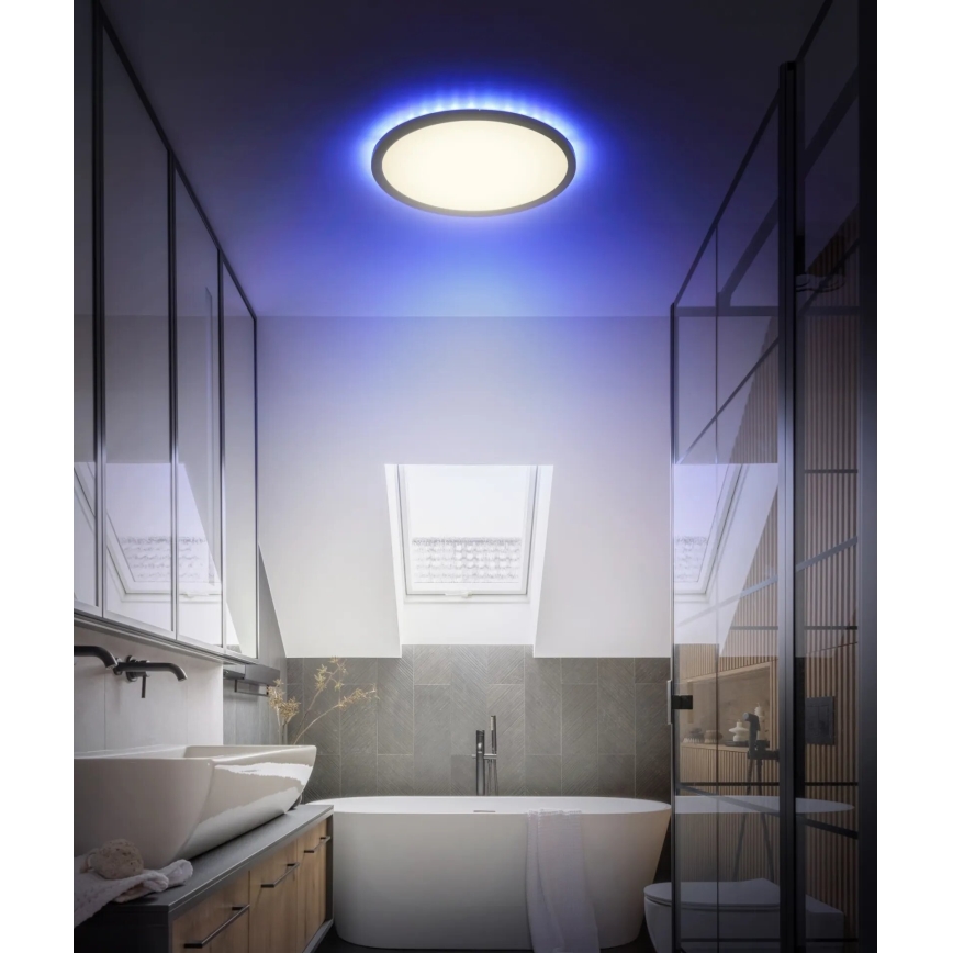 Globo - LED RGB Pritemdomas sieninis vonios šviestuvas LED/18W/230V 3000-6000K + nuotolinio valdymo pultas IP44 juoda