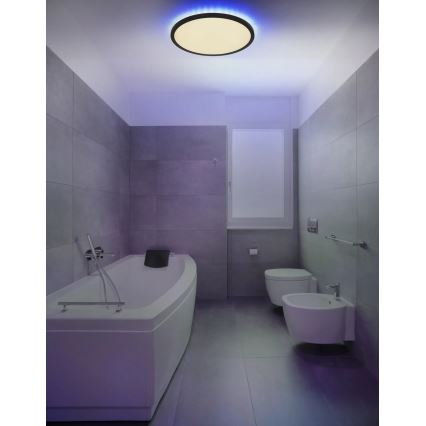 Globo - LED RGB Pritemdomas sieninis vonios šviestuvas LED/21W/230V 3000-6000K + nuotolinio valdymo pultas IP44 juoda
