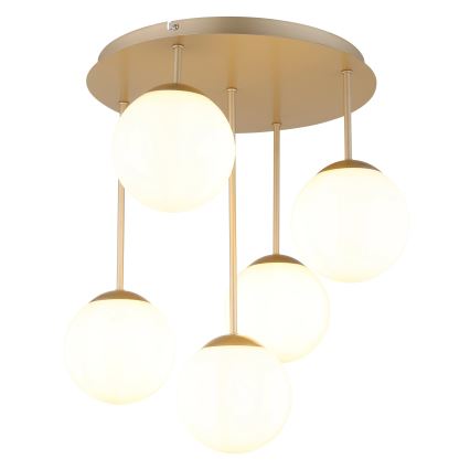 Globo - Lubinis šviestuvas 5xE14/25W/230V žalvarinis