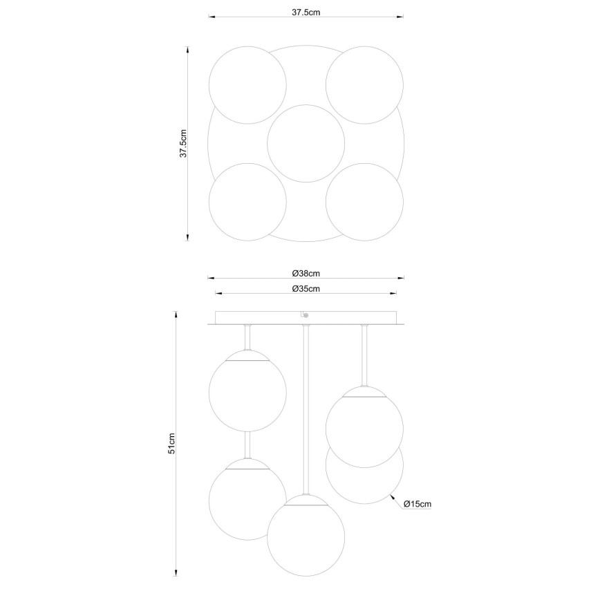 Globo - paviršinis lubų šviestuvas 5xE14/25W/230V juodas