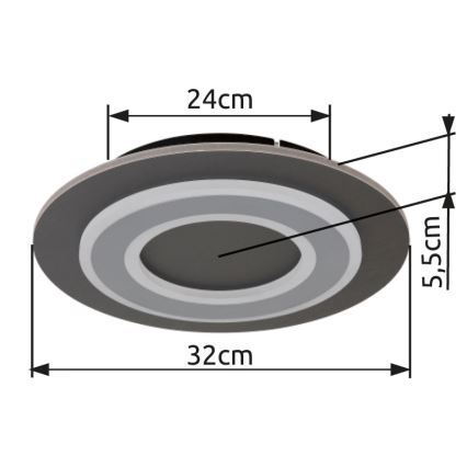 Globo - LED lubinis šviestuvas LED/24W/230V 3000K diametras 32 cm antracitas