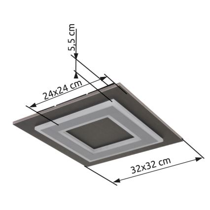 Globo - LED lubinis šviestuvas LED/24W/230V 3000K 32x32 cm antracitas