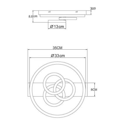 Globo - dimeriuojamas LED lubų šviestuvas LED/40W/230V 2700-6500K matmenys 35x33 cm žalvario apdaila + nuotolinis valdymas