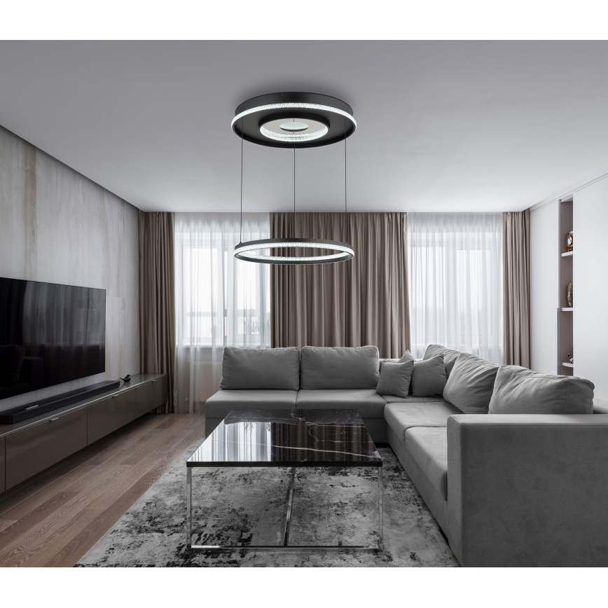 Globo - LED Reguliuojamas pakabinamas sietynas LED/54W/230V 2700-6500K diametras 60 cm juoda + nuotolinio valdymo pultas