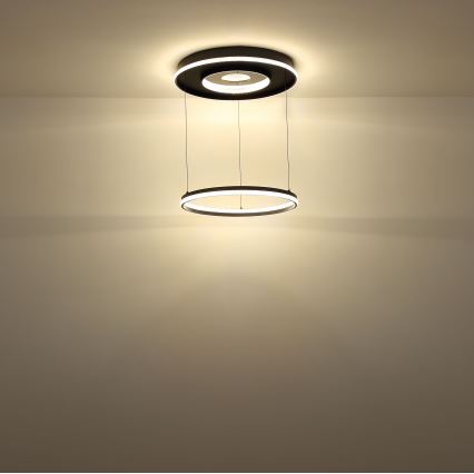 Globo - LED Reguliuojamas pakabinamas sietynas LED/54W/230V 2700-6500K diametras 60 cm juoda + nuotolinio valdymo pultas
