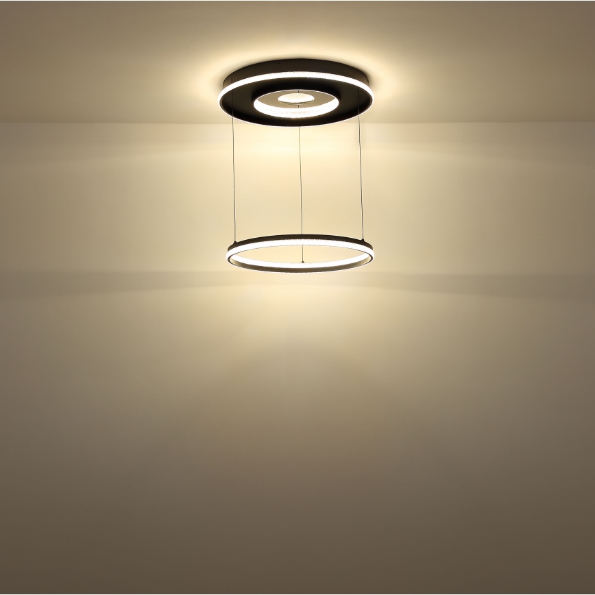 Globo - LED Reguliuojamas pakabinamas sietynas LED/54W/230V 2700-6500K diametras 60 cm juoda + nuotolinio valdymo pultas