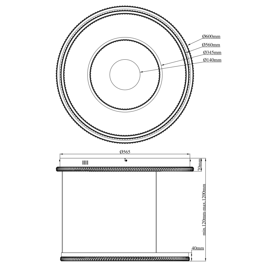 Globo - LED reguliuojamas šviestuvas ant laido LED/54W/230V 2700-6500K skersmuo 60 cm juodas + nuotolinio valdymo pultas