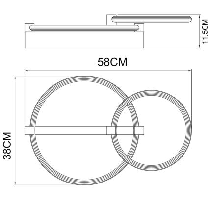 Globo - LED lubinis šviestuvas LED/24W/230V 3000K 58x38 cm juodas