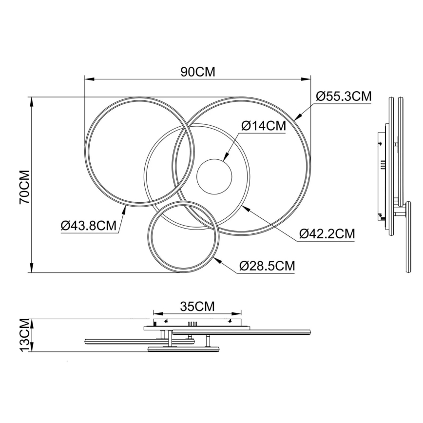 Globo - LED dimeriuojamas lubinis šviestuvas LED/54W/230V 2700-6500K 90x70 cm sidabro spalvos + nuotolinis valdymas