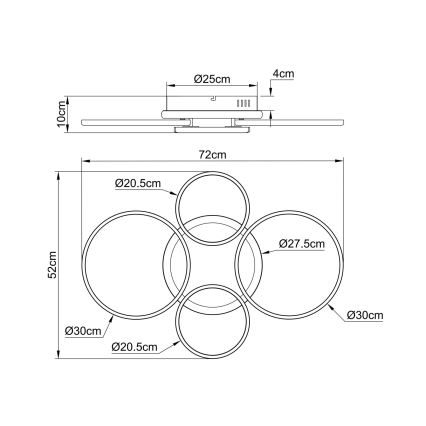 Globo - LED lubinis šviestuvas LED/40W/230V 4000K 72x52 cm juodas