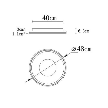 Globo - LED Pritemdomas lubinis šviestuvas LED/48W/230V 2700-6000K diametras 48 cm + nuotolinio valdymo pultas