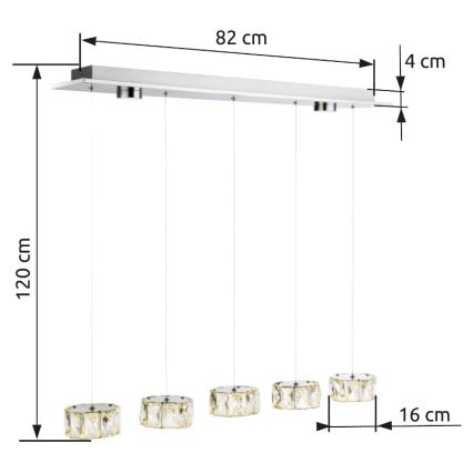 Globo - LED Pakabinamas sietynas LED/52W/230V 4000K blizgus chromas/permatoma