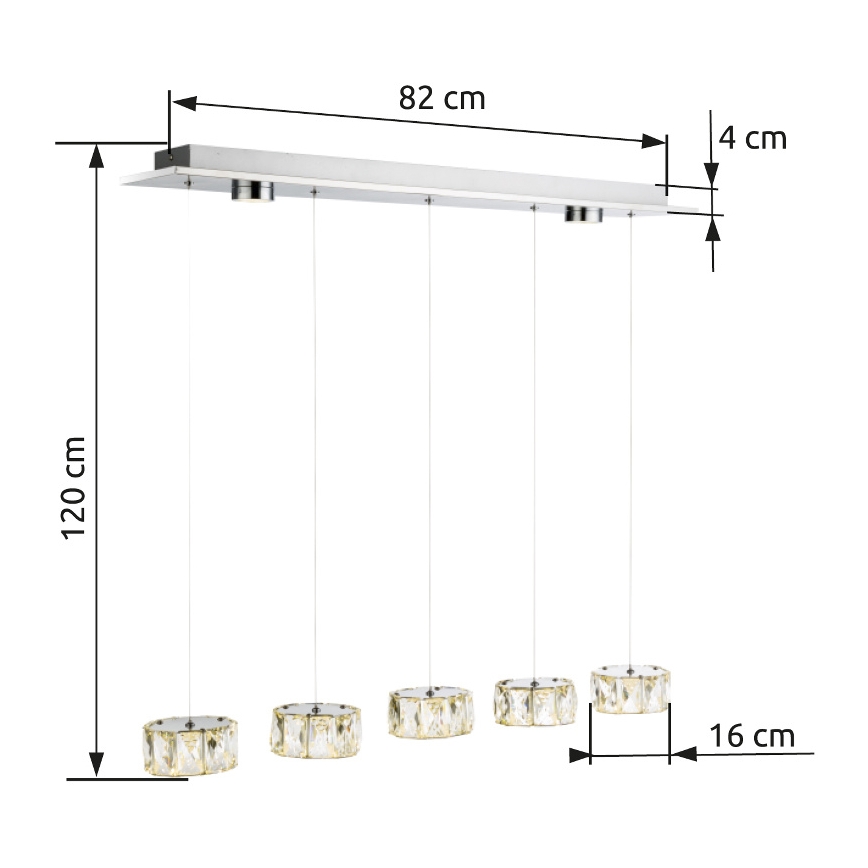 Globo - LED Pakabinamas sietynas LED/52W/230V 4000K blizgus chromas/permatoma
