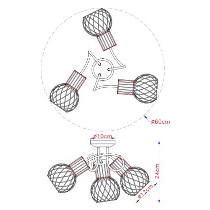 Globo - Tvirtinamas sietynas 3xE27/40W/230V