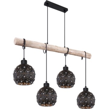 Globo 54029-4H - Pakabinamas šviestuvas ant laido JODIE 4xE27/40W/230V smėlinė/juoda