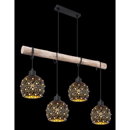 Globo 54029-4H - Pakabinamas šviestuvas ant laido JODIE 4xE27/40W/230V smėlinė/juoda
