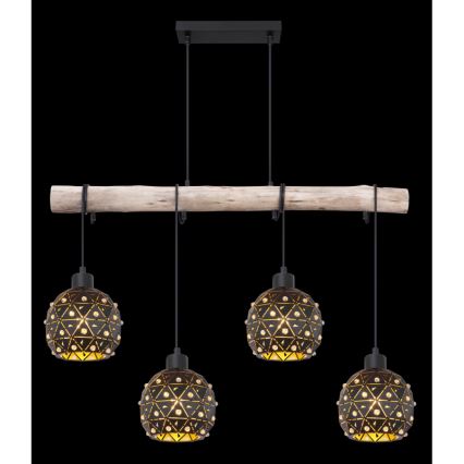 Globo 54029-4H - Pakabinamas šviestuvas ant laido JODIE 4xE27/40W/230V smėlinė/juoda