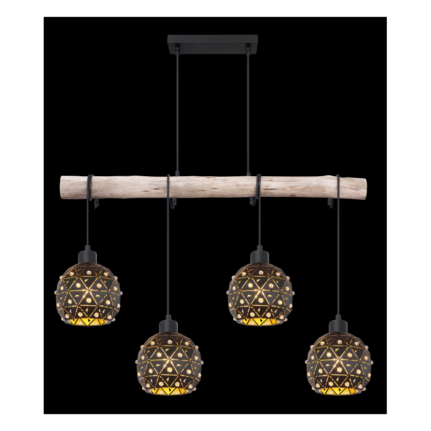 Globo 54029-4H - Pakabinamas šviestuvas ant laido JODIE 4xE27/40W/230V smėlinė/juoda