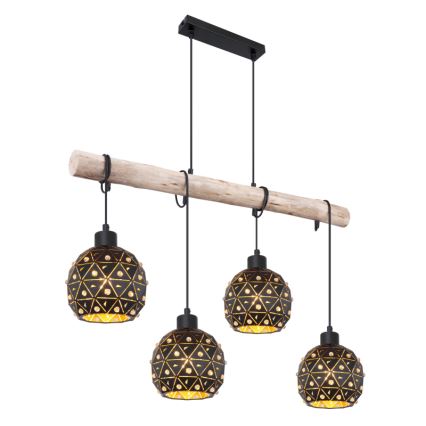 Globo 54029-4H - Pakabinamas šviestuvas ant laido JODIE 4xE27/40W/230V smėlinė/juoda