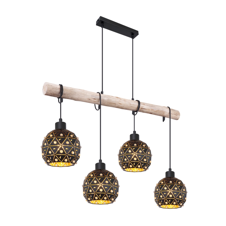 Globo 54029-4H - Pakabinamas šviestuvas ant laido JODIE 4xE27/40W/230V smėlinė/juoda