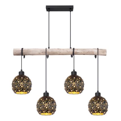 Globo 54029-4H - Pakabinamas šviestuvas ant laido JODIE 4xE27/40W/230V smėlinė/juoda