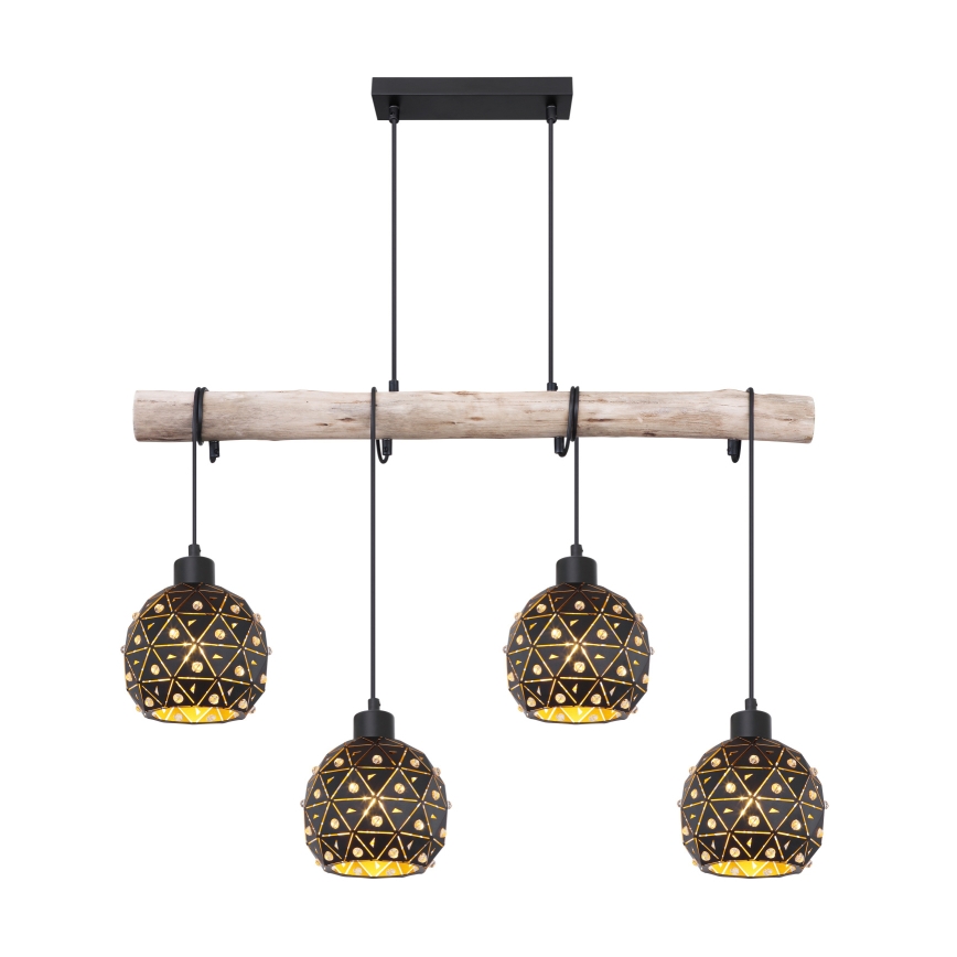 Globo 54029-4H - Pakabinamas šviestuvas ant laido JODIE 4xE27/40W/230V smėlinė/juoda