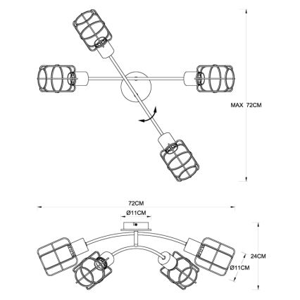 Globo - Prigludęs lubų šviestuvas 4xE27/40W/230V