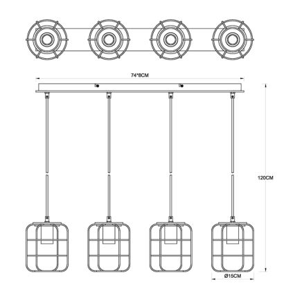 Globo - Pakabinama liustra ant laido 4xE27/40W/230V