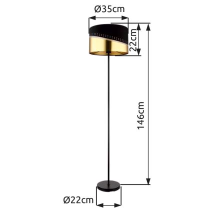 Globo - Toršeras 1xE27/60W/230V diametras 35 cm juoda/auksas