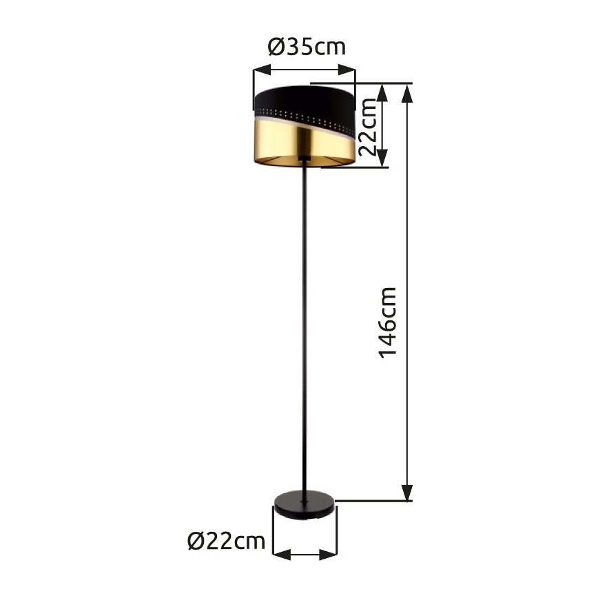Globo - Toršeras 1xE27/60W/230V diametras 35 cm juoda/auksas