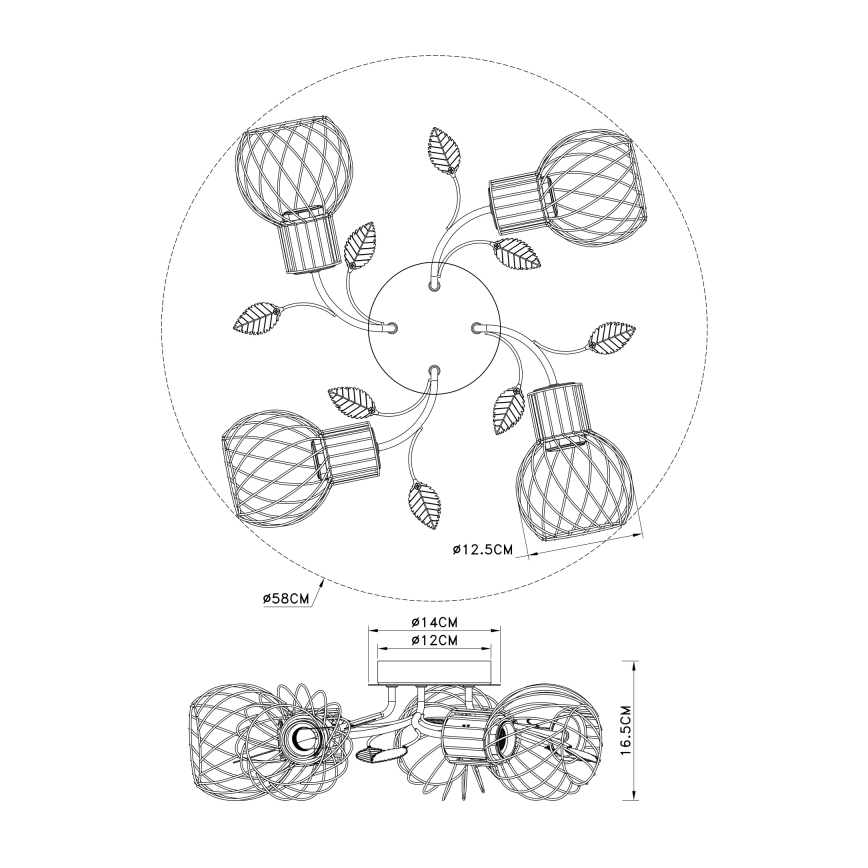 Globo - Ant pagrindo montuojamas sietynas 4xE27/40W/230V