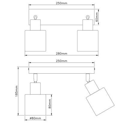 Globo - Kryptinis šviestuvas 2xE14/25W/230V