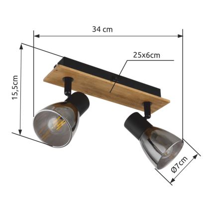 Globo  - Sieninis akcentinis šviestuvas 2xE14/40W/230V juodas/medis
