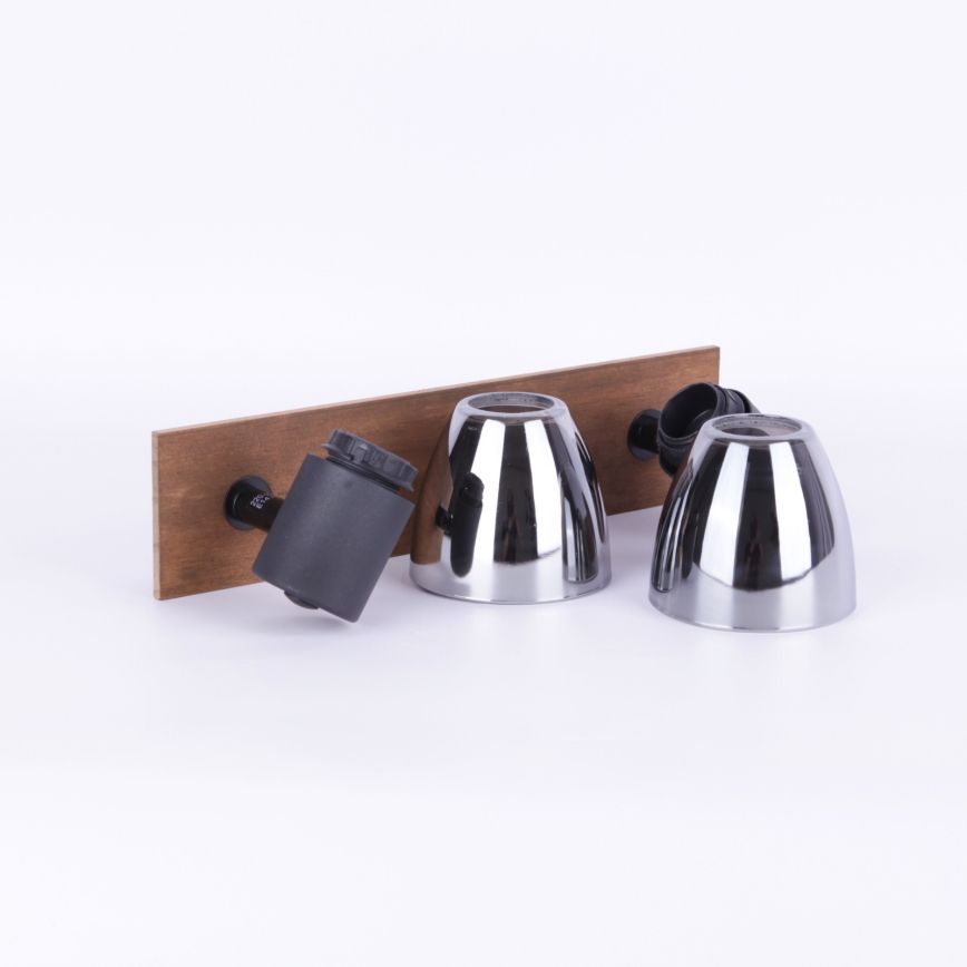 Globo  - Sieninis akcentinis šviestuvas 2xE14/40W/230V juodas/medis