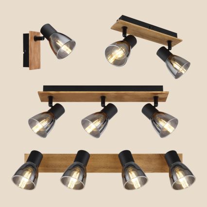 Globo  - Sieninis akcentinis šviestuvas 2xE14/40W/230V juodas/medis