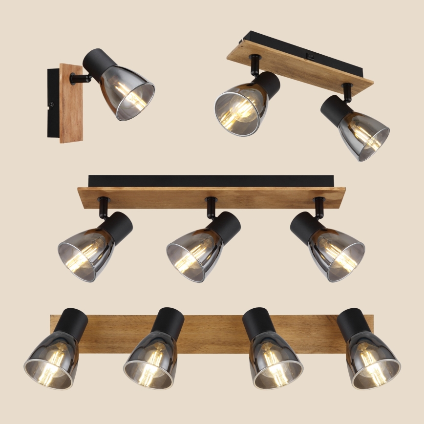 Globo  - Sieninis akcentinis šviestuvas 2xE14/40W/230V juodas/medis