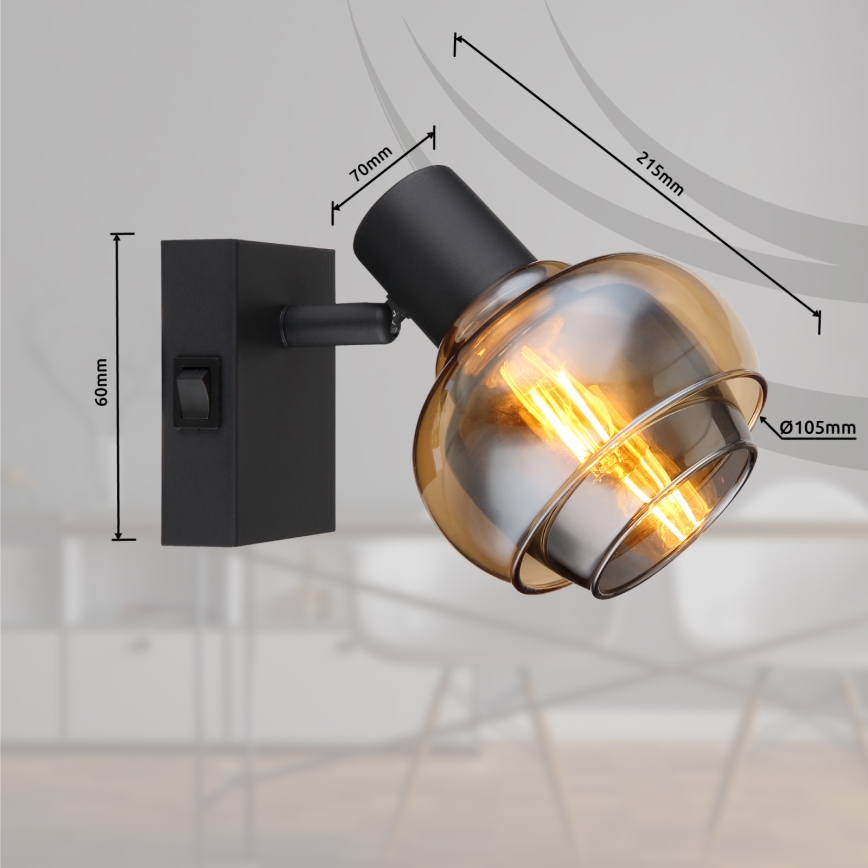 Globo - Sieninis kryptinis šviestuvas 1xE14/40W/230V juodas
