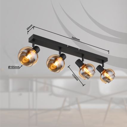 Globo - Taškinis šviestuvas 4xE14/40W/230V juodas