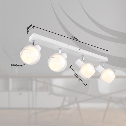 Globo - Taškinis šviestuvas 4 x E14, 40 W, 230 V, baltas