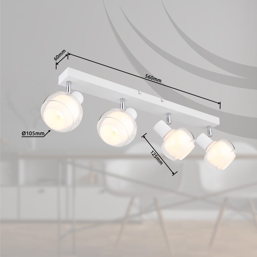 Globo - Taškinis šviestuvas 4 x E14, 40 W, 230 V, baltas