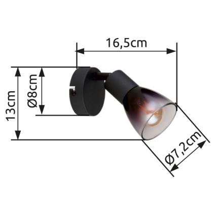 Globo - Sieninis akcentinis šviestuvas 1xE14/25W/230V juoda