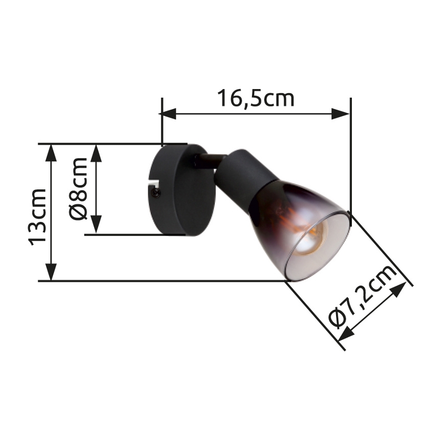 Globo - Sieninis akcentinis šviestuvas 1xE14/25W/230V juoda