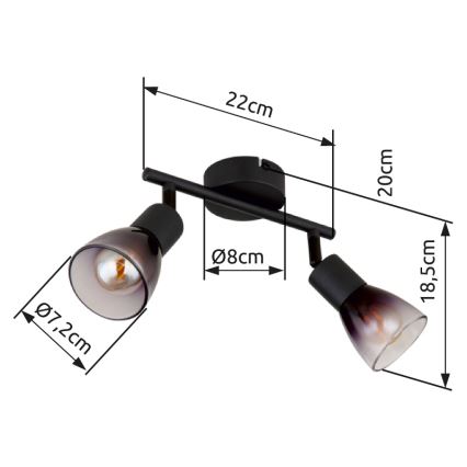 Globo - Akcentinis apšvietimas 2xE14/25W/230V juoda